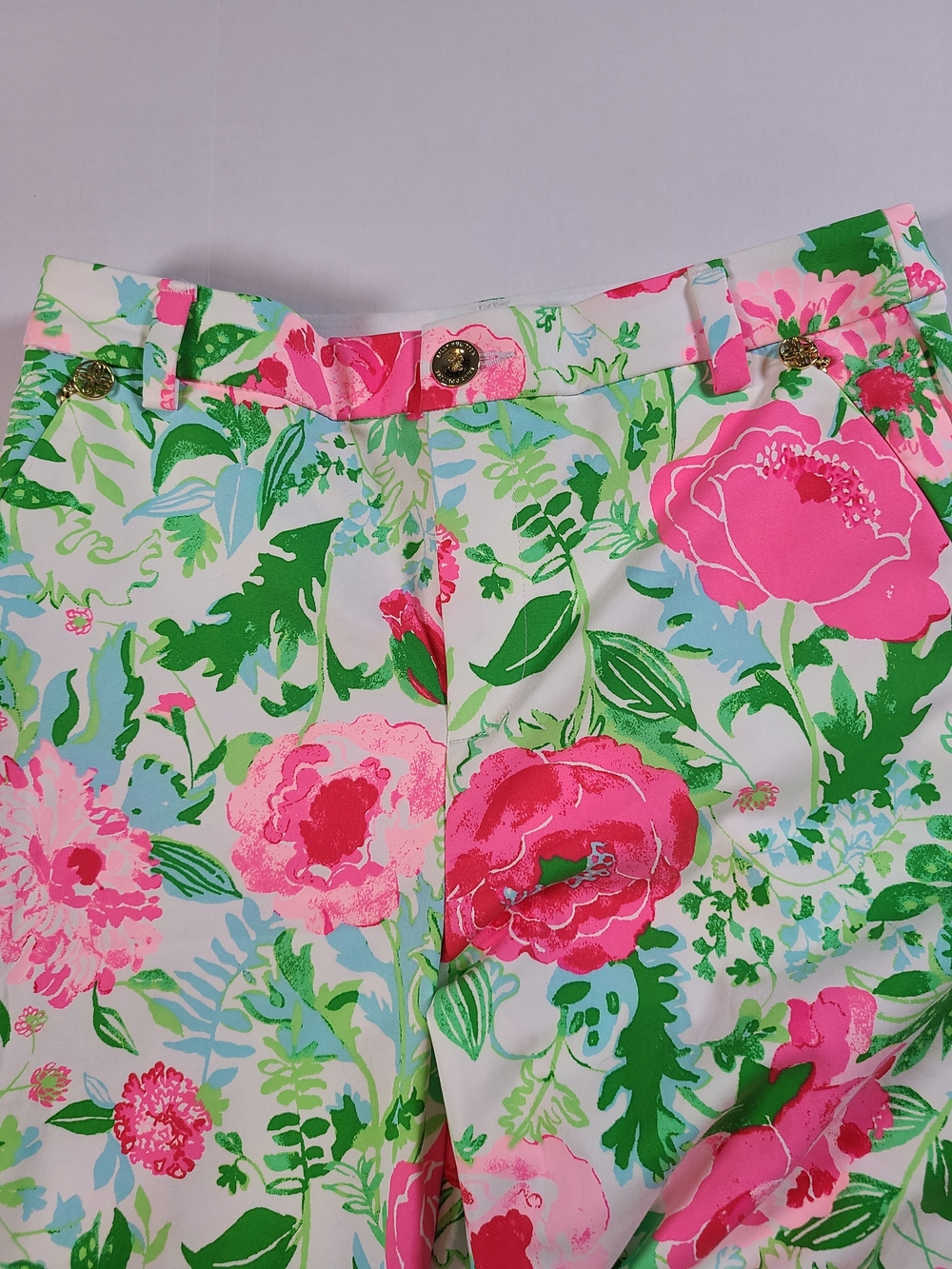 Lilly Pulitzer Womens 4 Ana High Rise Pant Multi Poppy Party Zip Pockets Charm - Picture 5 of 13